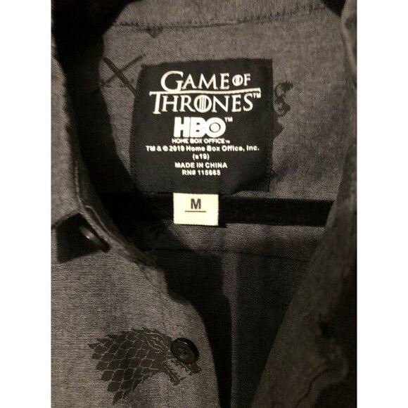 Men's HBO GoT Game of Thrones Button Down Collared Gray Shirt, Small - Picture 4 of 10